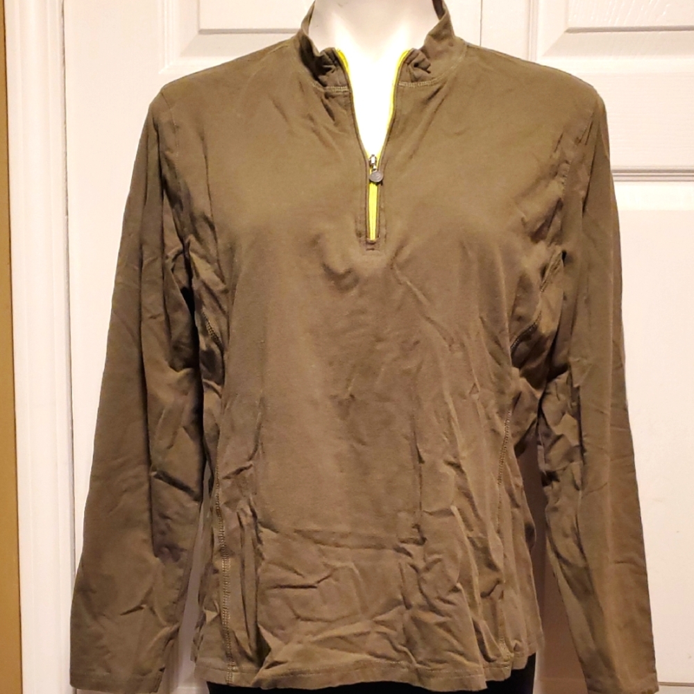 Coolibar UPF 50+ Excellent UV Protection Women's Green Quarter-Zip Top - XXL